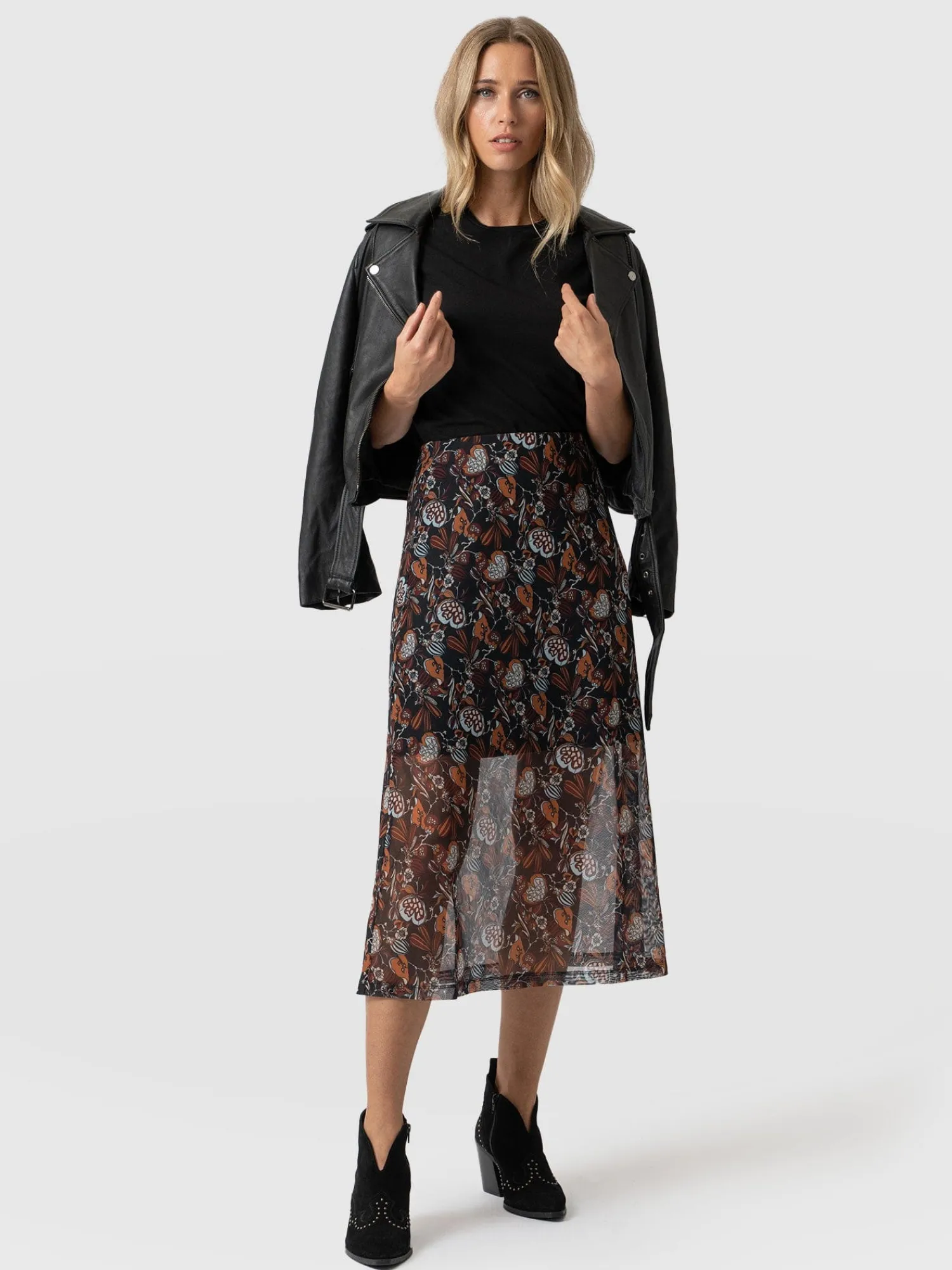 Outlet Saint and Sofia Runway Mesh Skirt - 70's Paisley