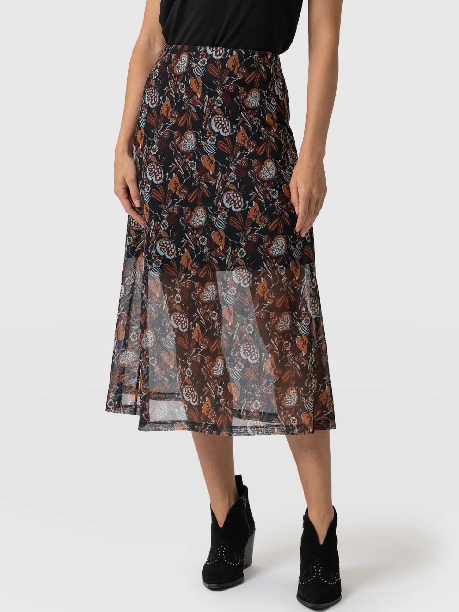 Outlet Saint and Sofia Runway Mesh Skirt - 70's Paisley