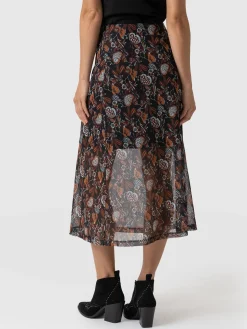 Outlet Saint and Sofia Runway Mesh Skirt - 70's Paisley