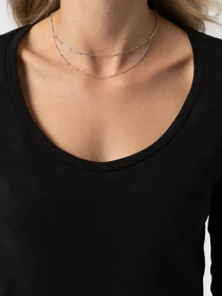 Best Saint and Sofia Scoop Neck Long Sleeve Tee - Black