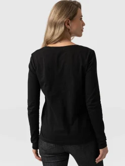 Best Saint and Sofia Scoop Neck Long Sleeve Tee - Black