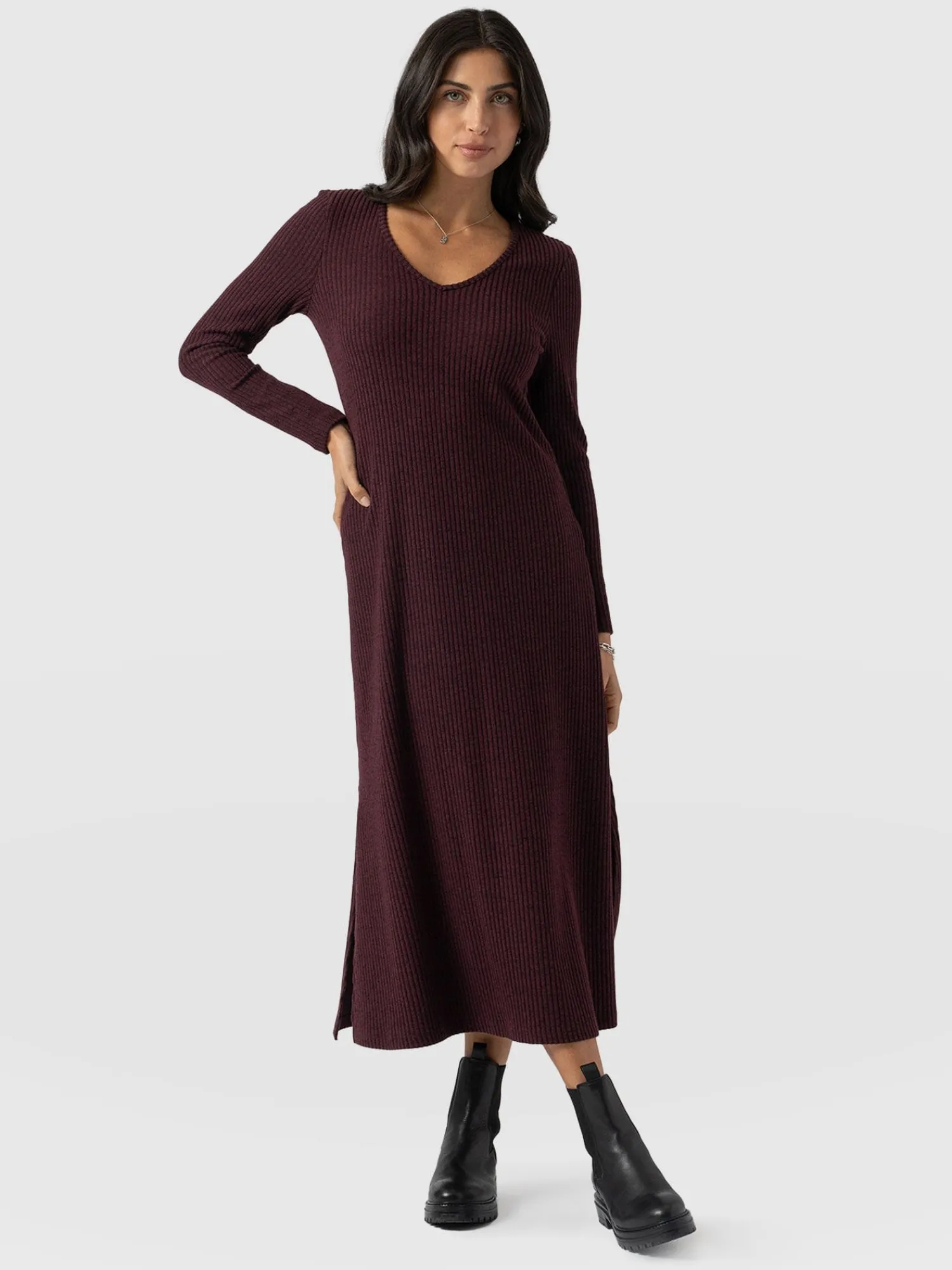 Clearance Saint and Sofia Sienna Dress - Burgundy