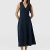 Outlet Saint and Sofia Sleeveless Maggie Wrap Dress - Navy Textured