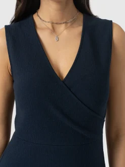 Outlet Saint and Sofia Sleeveless Maggie Wrap Dress - Navy Textured