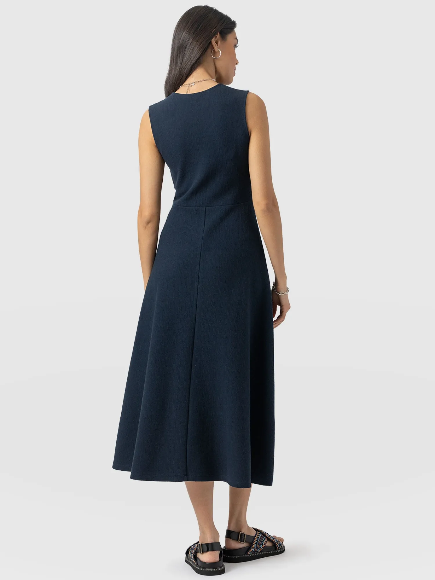 Outlet Saint and Sofia Sleeveless Maggie Wrap Dress - Navy Textured