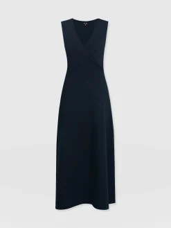 Outlet Saint and Sofia Sleeveless Maggie Wrap Dress - Navy Textured