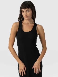 Outlet Saint and Sofia Sleeveless Rib Dress - Black