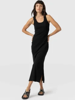 Outlet Saint and Sofia Sleeveless Rib Dress - Black