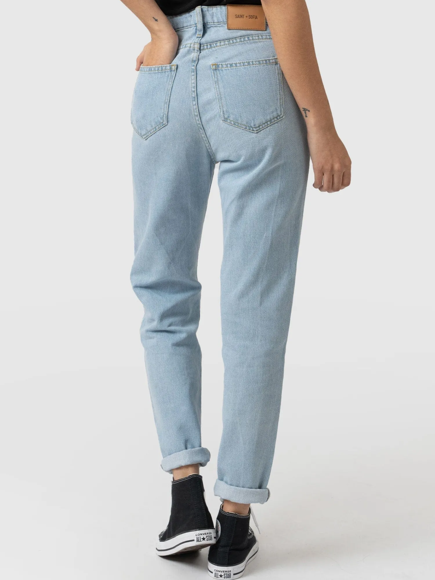Clearance Saint and Sofia Slim Mom Jeans - Pale Blue