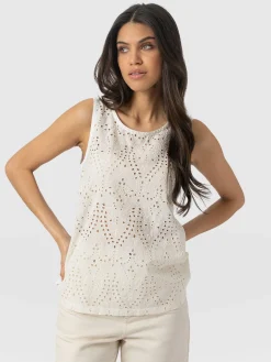 Fashion Saint and Sofia Sophia Contrast Tank - White Broderie