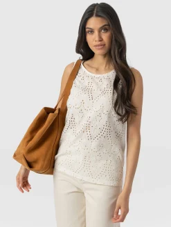 Fashion Saint and Sofia Sophia Contrast Tank - White Broderie