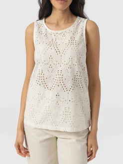 Fashion Saint and Sofia Sophia Contrast Tank - White Broderie