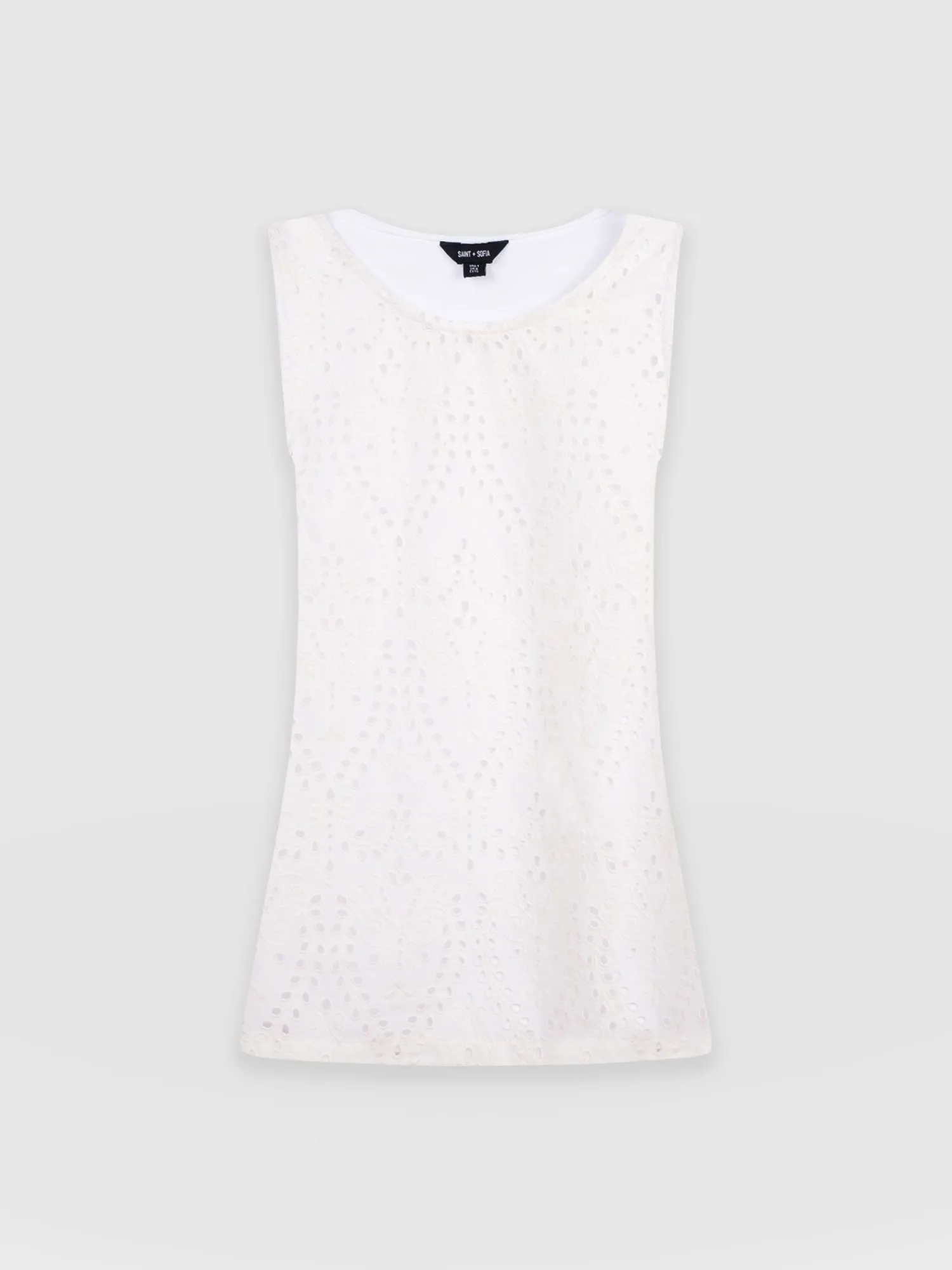 Fashion Saint and Sofia Sophia Contrast Tank - White Broderie