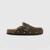 Fashion Saint and Sofia Studded Clogs - Khaki Shearling
