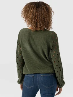 Sale Saint and Sofia Suki Lace Hole Knit - Green