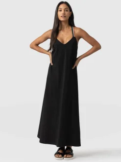 New Saint and Sofia Sunset Dress Black - Red Lurex