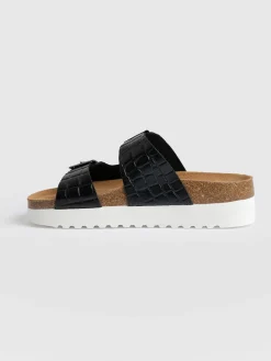 Best Saint and Sofia Sutton Slide - Black Croc Studded