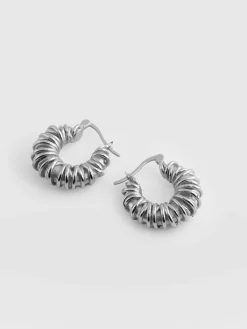 Clearance Saint and Sofia Swirl Hoop Earrings - Silver