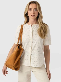 Outlet Saint and Sofia Tabitha Short Sleeve Blouse - Cream