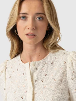 Outlet Saint and Sofia Tabitha Short Sleeve Blouse - Cream