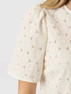 Outlet Saint and Sofia Tabitha Short Sleeve Blouse - Cream