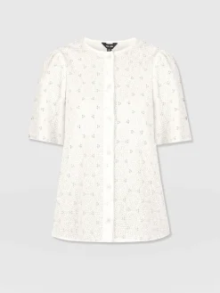 Outlet Saint and Sofia Tabitha Short Sleeve Blouse - Cream