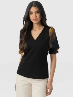 New Saint and Sofia Tori Puff Sleeve Top - Yellow Gradient