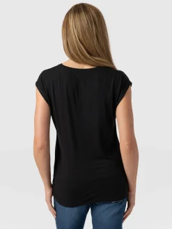 Fashion Saint and Sofia Turn Up Contrast Tee - Black Paisley