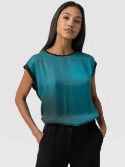 Outlet Saint and Sofia Turn Up Contrast Tee - Blue Coral