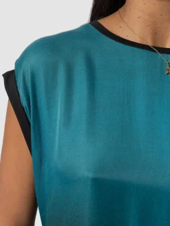 Outlet Saint and Sofia Turn Up Contrast Tee - Blue Coral