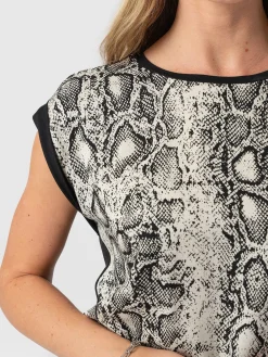 Hot Saint and Sofia Turn Up Contrast Tee - Cream Snake