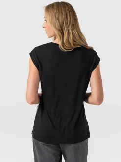 Hot Saint and Sofia Turn Up Contrast Tee - Cream Snake