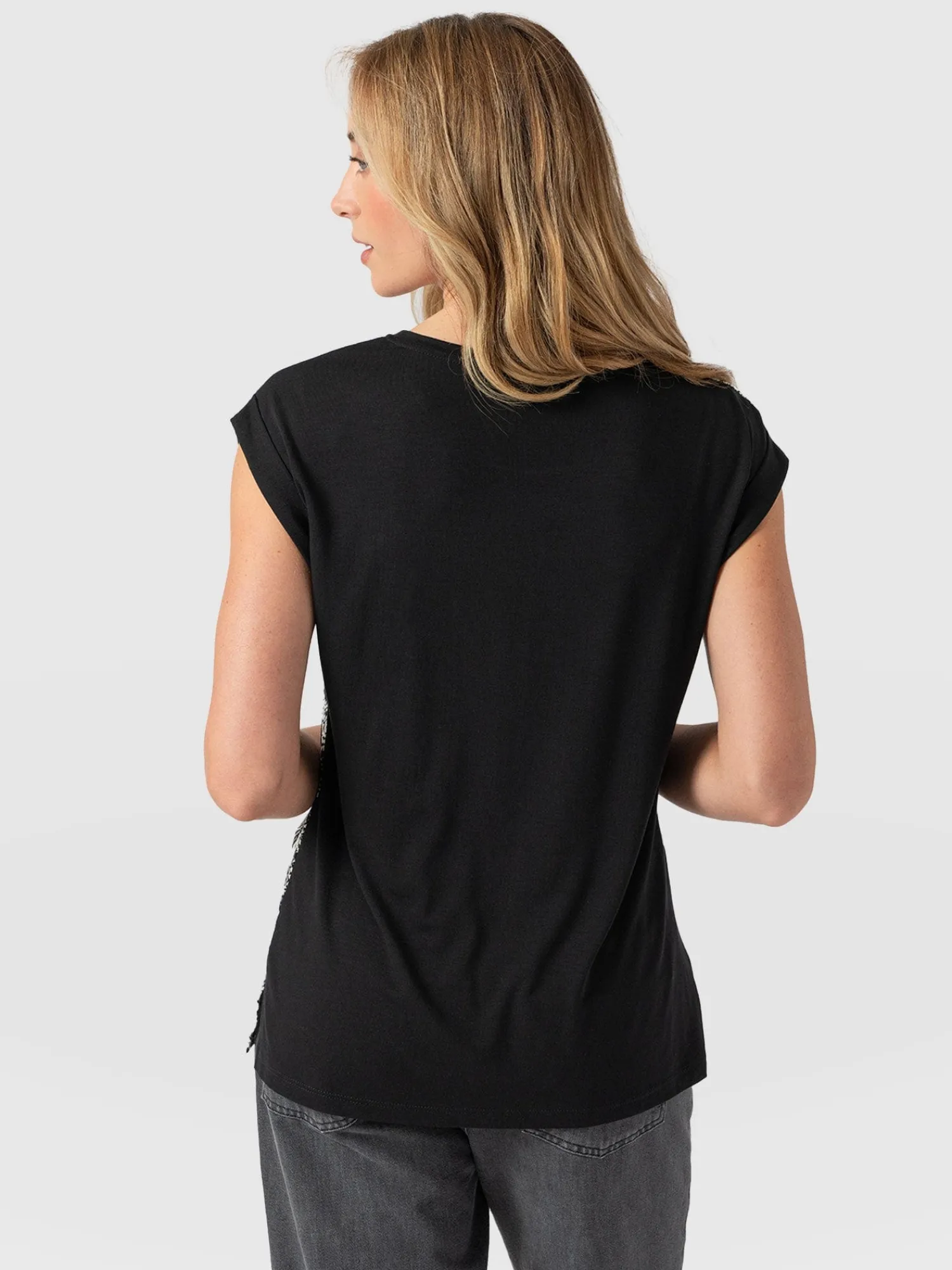 Hot Saint and Sofia Turn Up Contrast Tee - Cream Snake