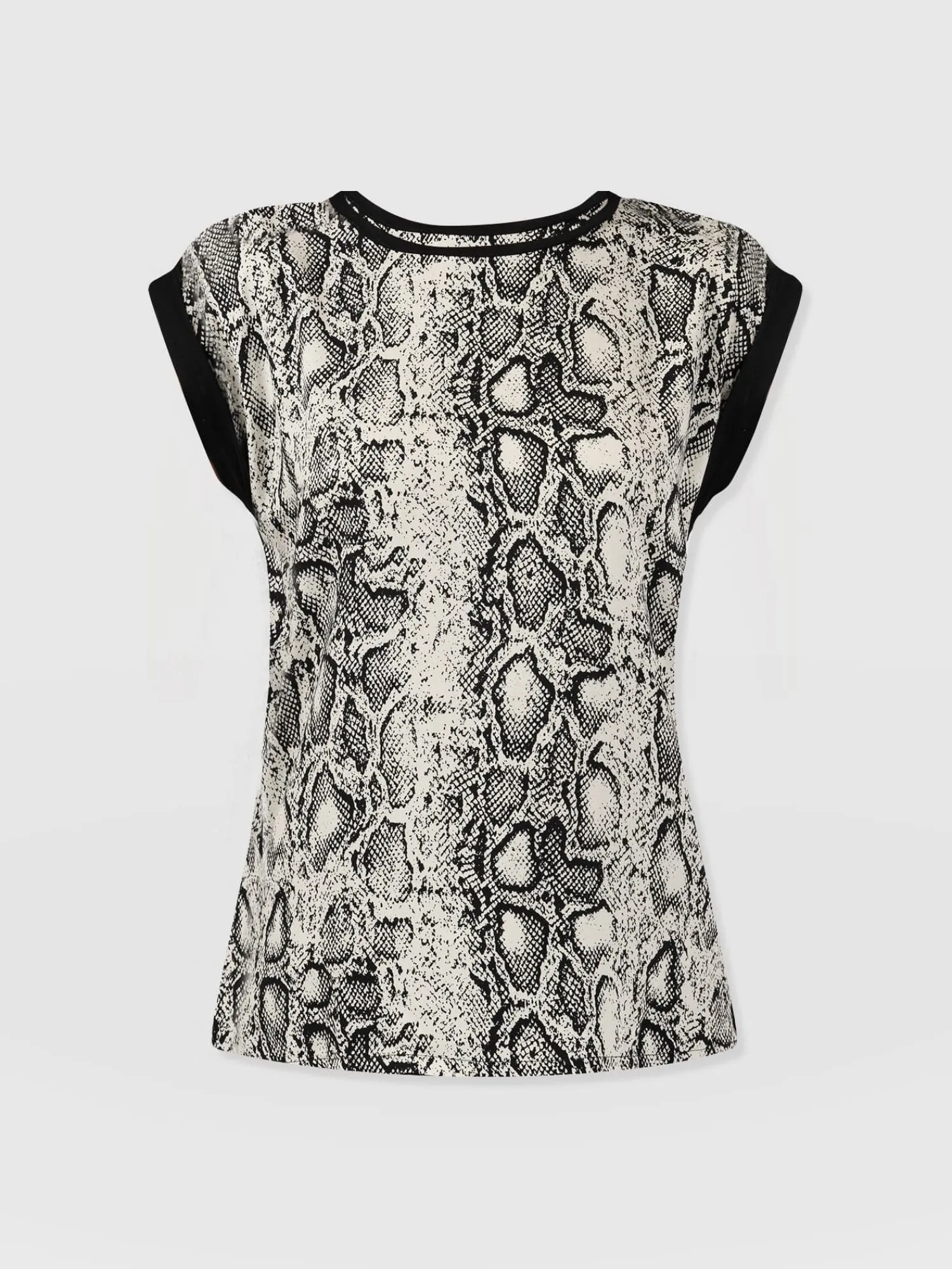 Hot Saint and Sofia Turn Up Contrast Tee - Cream Snake