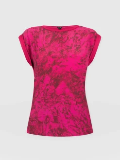 New Saint and Sofia Turn Up Contrast Tee - Pink Marble