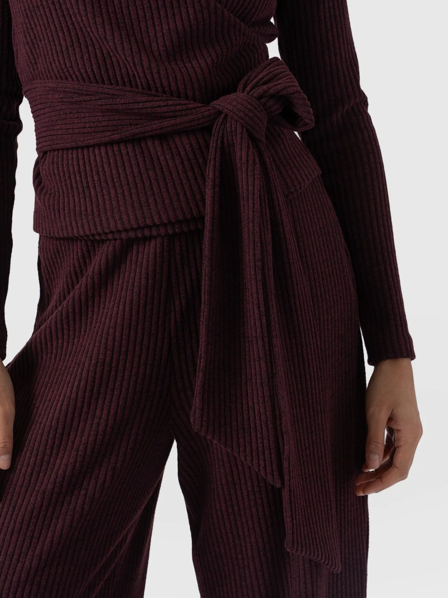 Best Saint and Sofia Victory Rib Wide Leg Pant - Burgundy
