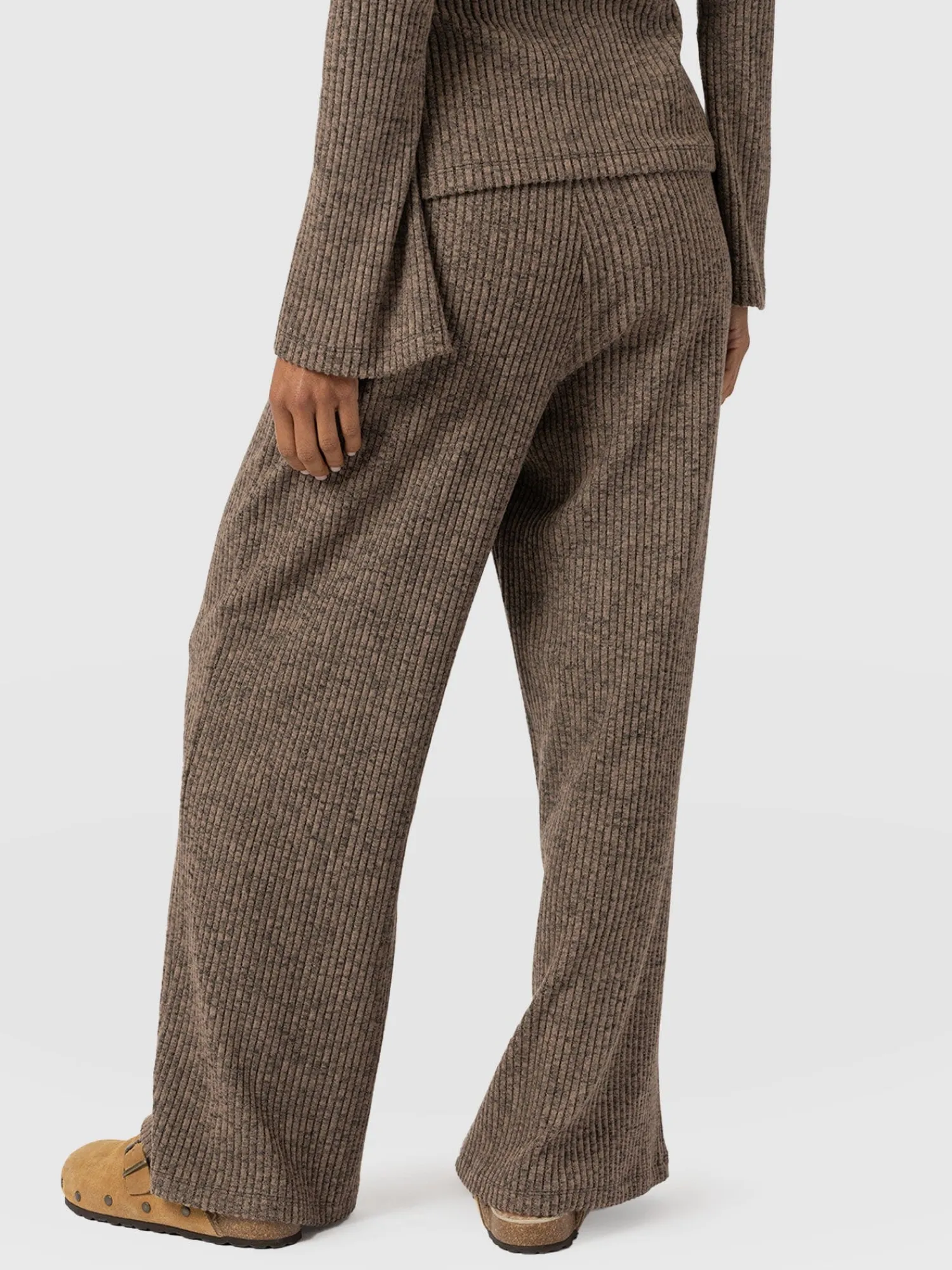 Fashion Saint and Sofia Victory Rib Wide Leg Pant - Beige