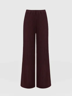 Best Saint and Sofia Victory Rib Wide Leg Pant - Burgundy