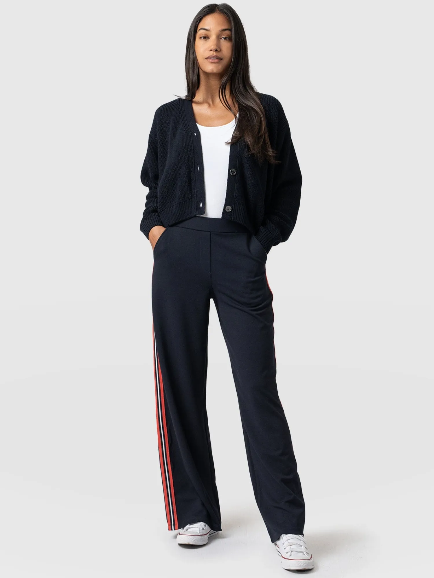 New Saint and Sofia Victory Straight Leg Pant - Navy/Red Stripe