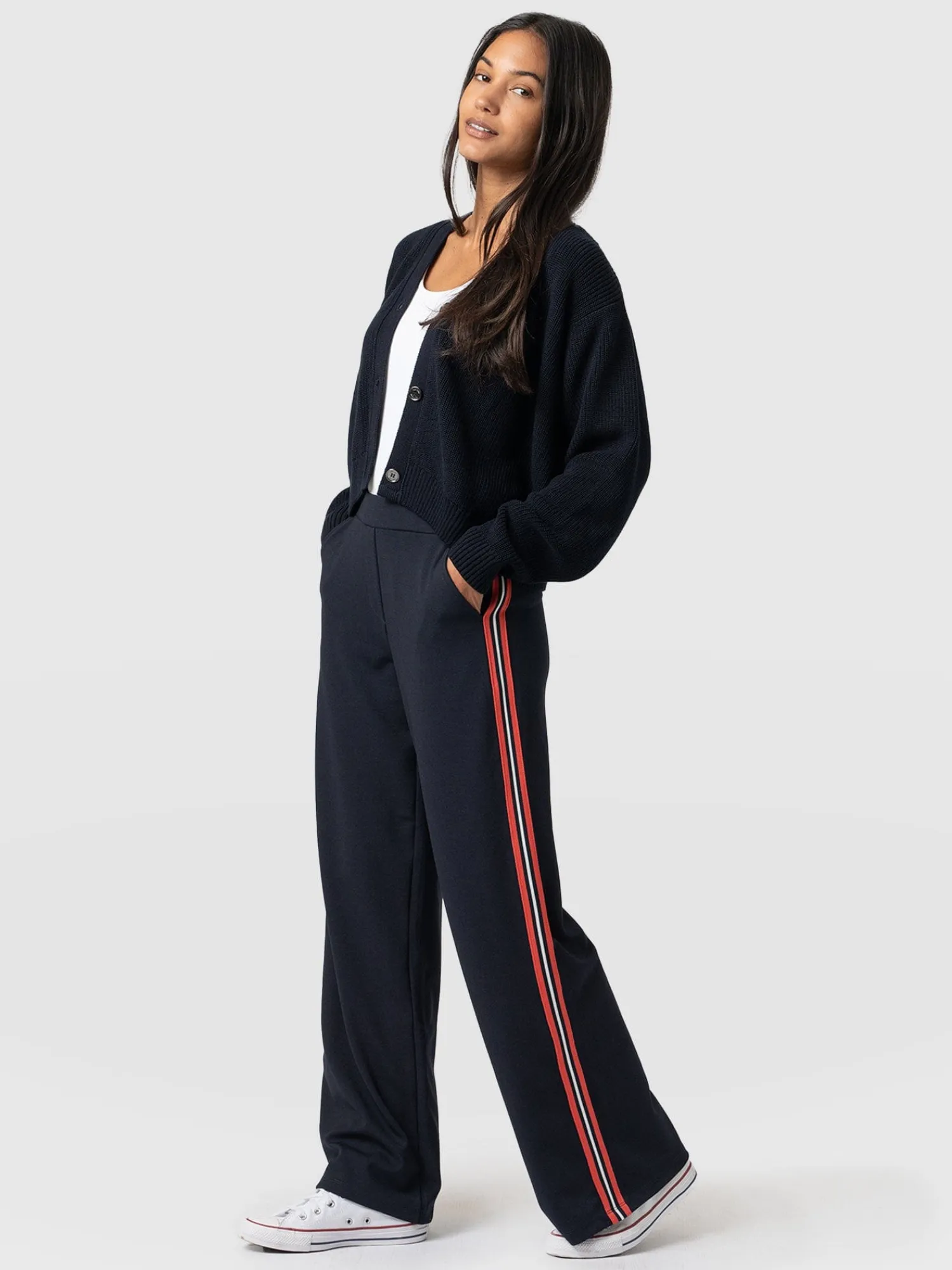 New Saint and Sofia Victory Straight Leg Pant - Navy/Red Stripe