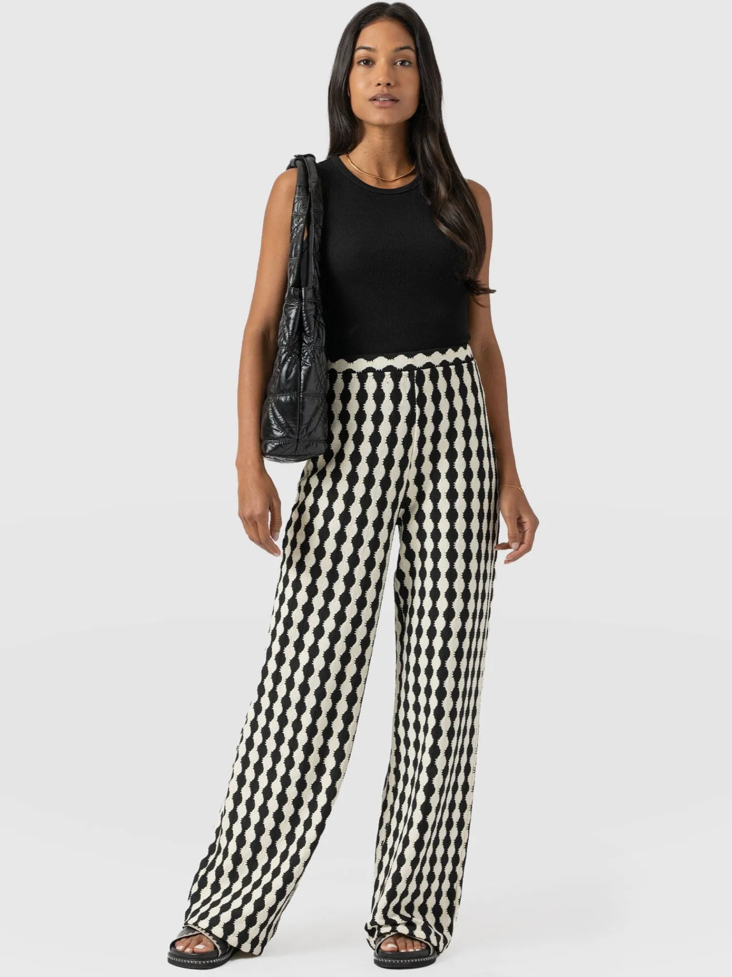 Clearance Saint and Sofia Victory Wide Leg Pant - Black/Cream