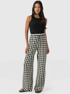 Clearance Saint and Sofia Victory Wide Leg Pant - Black/Cream
