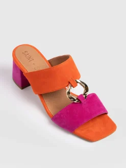 Outlet Saint and Sofia Vivienne Heeled Mules - Pink/Orange
