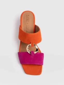 Outlet Saint and Sofia Vivienne Heeled Mules - Pink/Orange