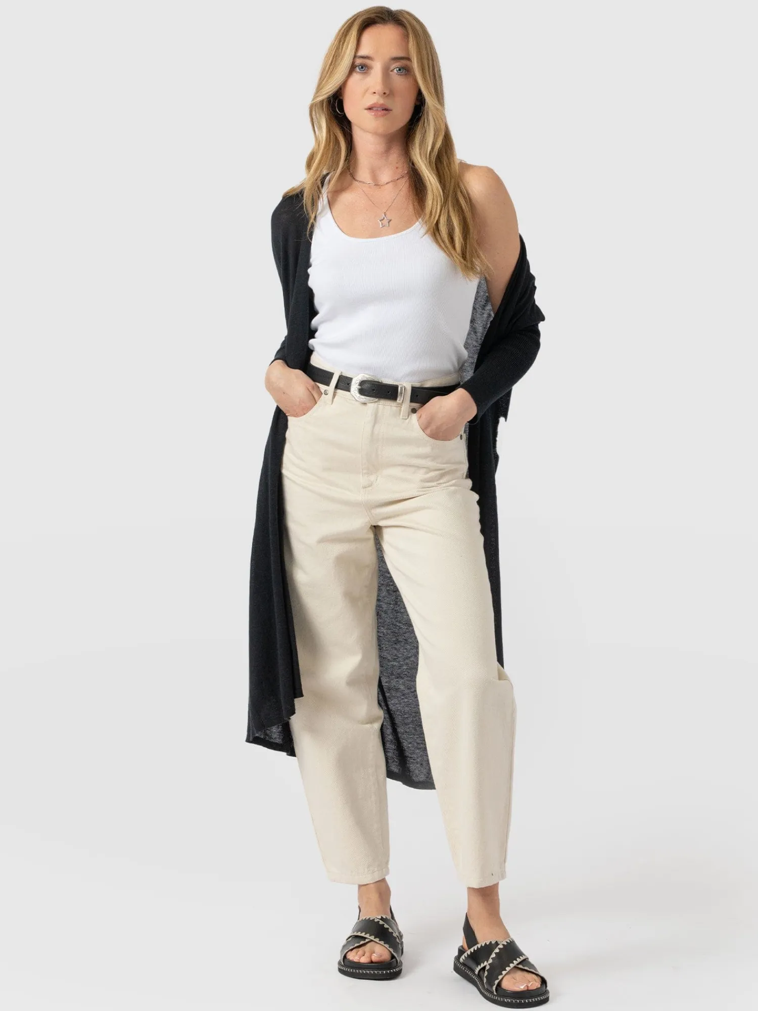 Clearance Saint and Sofia Waterfall Cardigan - Black