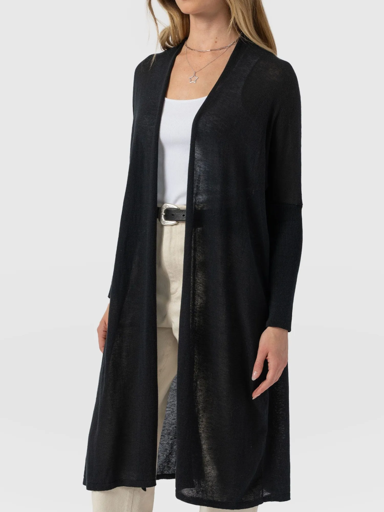 Clearance Saint and Sofia Waterfall Cardigan - Black