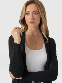 Clearance Saint and Sofia Waterfall Cardigan - Black