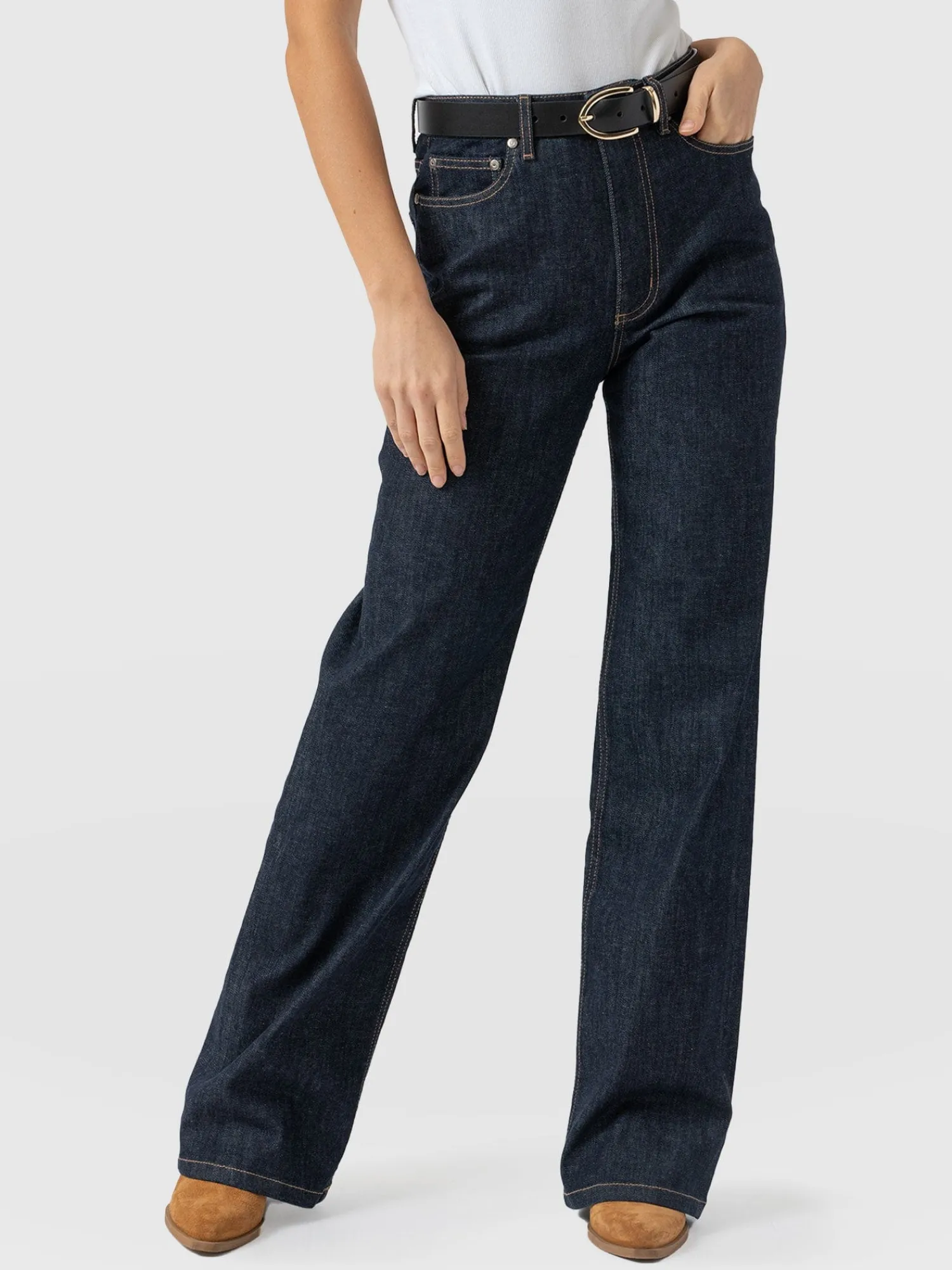 Best Saint and Sofia Wide Leg Jeans - Indigo Blue