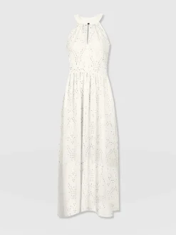 Hot Saint and Sofia Zoey Halter Neck Dress - White Broderie